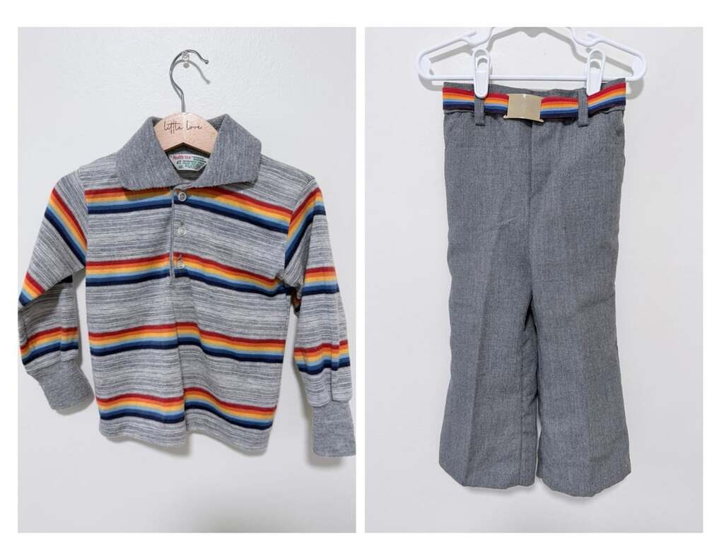 Health-tex Striped Polo Shirt & Pants Set Size 4T Gray